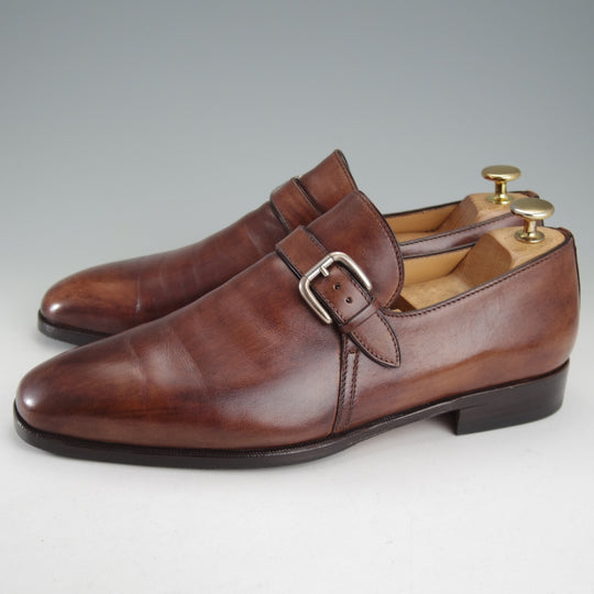極上★(伊)タニノクリスチー SIZE 7.5【定価15万円以上★モンクストラップ/茶】カーフ/メンズ/TANINO CRISCI★o636