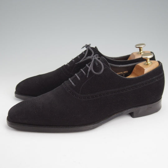極上★クロケット&ジョーンズ 7E【ハンドグレードライン★オックスフォードシューズ/CUMBERLAND】スエード/黒/Crockett&Jones★n606