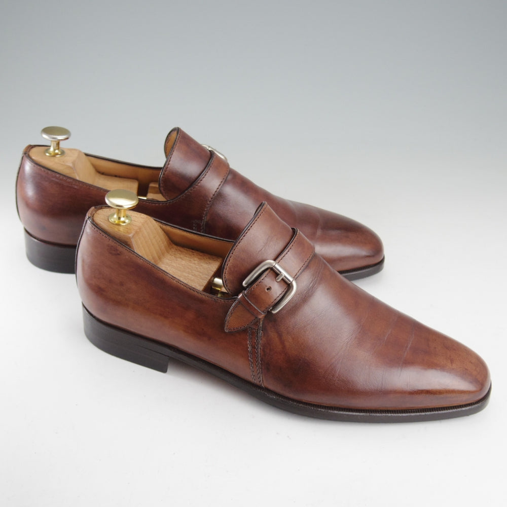 極上★(伊)タニノクリスチー SIZE 7.5【定価15万円以上★モンクストラップ/茶】カーフ/メンズ/TANINO CRISCI★o636