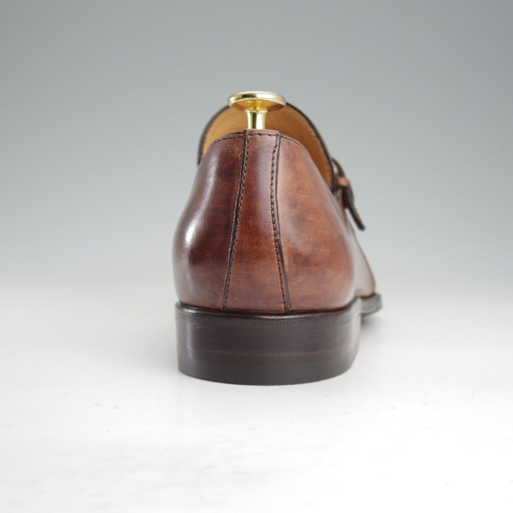 極上★(伊)タニノクリスチー SIZE 7.5【定価15万円以上★モンクストラップ/茶】カーフ/メンズ/TANINO CRISCI★o636
