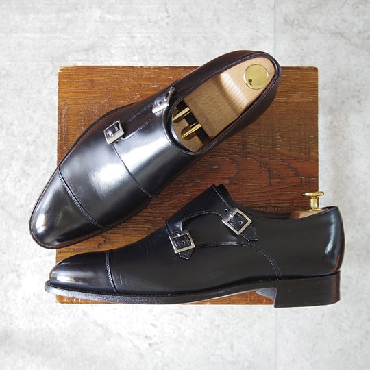 極美品★(英)チーニー 6.5F【定価￥108,900-★インペリアルコレクション/HOLYROOD】208ラスト/ダブルモンク/カーフ/黒/CHEANEY★n108