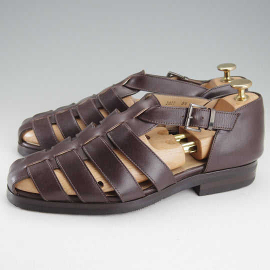 極美品★パラブーツ SIZE 5.5【定価￥70,400-★FERRET/グルカサンダル】ARAGONソール/カーフ/CAFÉ/カフェ/濃茶/メンズ/Paraboot★o641