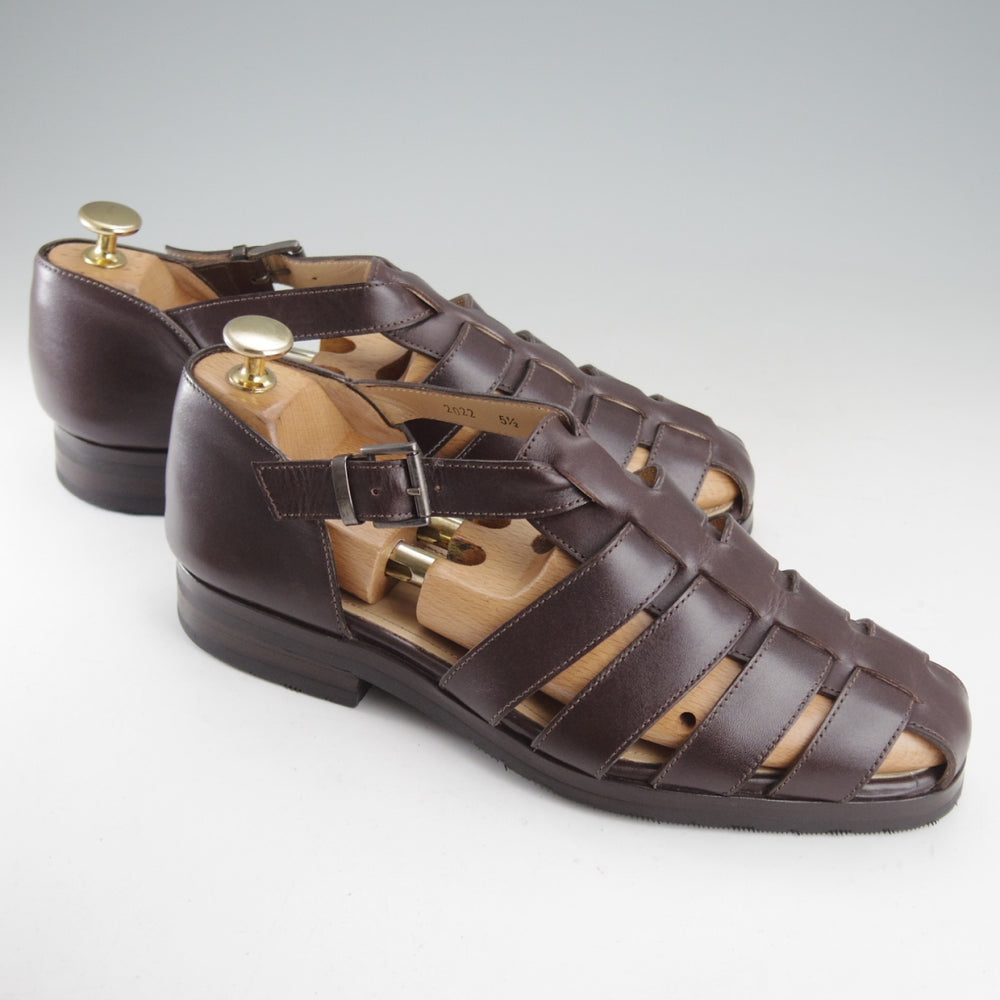 極美品★パラブーツ SIZE 5.5【定価￥70,400-★FERRET/グルカサンダル】ARAGONソール/カーフ/CAFÉ/カフェ/濃茶/メンズ/Paraboot★o641