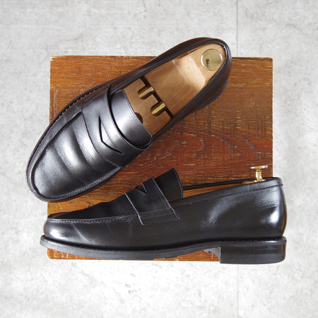 極上★パラブーツ SIZE 7【定価￥99,000-★アドニス/ADONIS】コインローファー/ギャラクシーソール/カーフ/黒/メンズ/Paraboot★o104