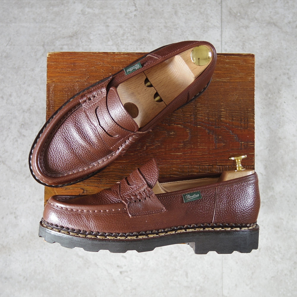極美品★パラブーツ SIZE 5.5【定価￥94,600-★ランス/REIMS】コインローファー/グレインレザー/茶/メンズ/Paraboot★o105