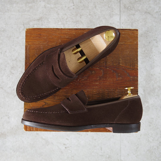 極上★クロケット&ジョーンズ 5.5E【定価￥104,500-★HARVARD 2/ハーバード2】コインローファー/376ラスト/スエード/濃茶/メンズ★o111