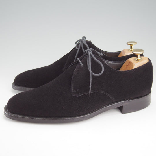 極上★(英)チーニー 7.5F【ダイナイトソール仕様★プレーントゥ/3888ラスト】Vフロント/スエード/黒/メンズ/CHEANEY★o100