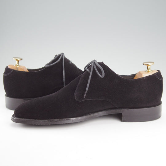 極上★(英)チーニー 7.5F【ダイナイトソール仕様★プレーントゥ/3888ラスト】Vフロント/スエード/黒/メンズ/CHEANEY★o100