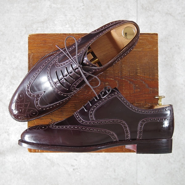 極美品★(伊)ステファノ・ベーメル SIZE 42.5【定価20万円以上★純正ツリー付/6240/フルブローグ】Cラスト/赤茶/Stefano Bemer★n613