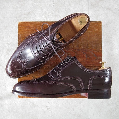 極美品★(伊)ステファノ・ベーメル SIZE 42.5【定価20万円以上★純正ツリー付/6240/フルブローグ】Cラスト/赤茶/Stefano Bemer★n613
