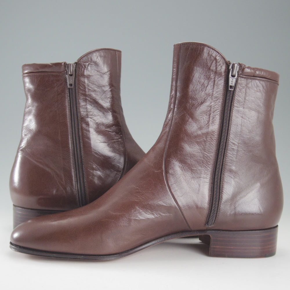 未使用★(伊)タニノクリスチー SIZE 8【デッドストック品★サイドジップブーツ/濃茶】カーフ/メンズ/TANINO CRISCI★p210