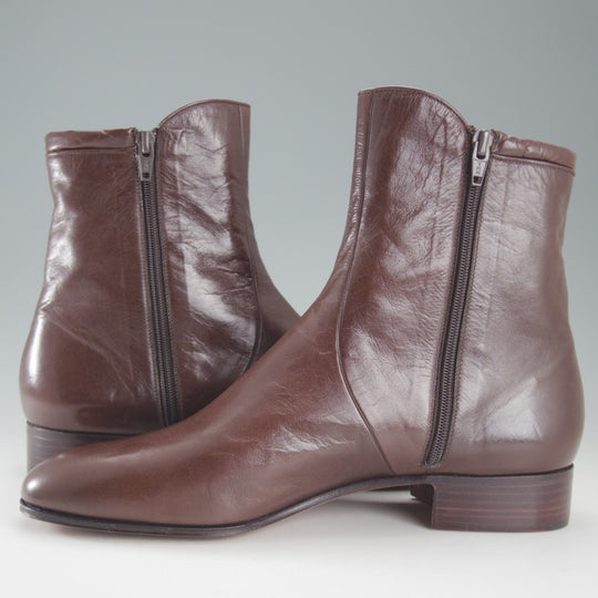 未使用★(伊)タニノクリスチー SIZE 8【デッドストック品★サイドジップブーツ/濃茶】カーフ/メンズ/TANINO CRISCI★p210
