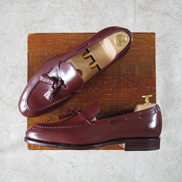 未使用★(スペイン製)カルミナ SIZE 5.5【定価￥94,600-★タッセルローファー/80215】UETAMラスト/カーフ/赤茶/メンズ/CARMINA★n617