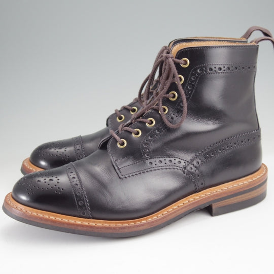 極美品★トリッカーズ SIZE 9【貴重★セミブローグ版モールトン/M7046/cramp別注】カントリーブーツ/黒/メンズ/Tricker's★n101