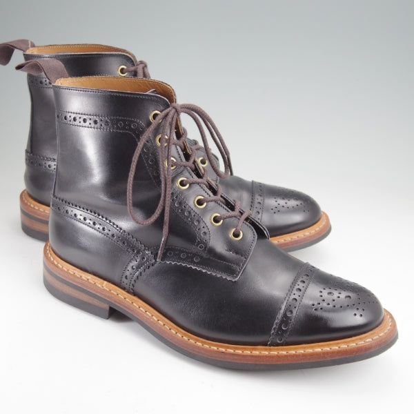 極美品★トリッカーズ SIZE 9【貴重★セミブローグ版モールトン/M7046/cramp別注】カントリーブーツ/黒/メンズ/Tricker's★n101