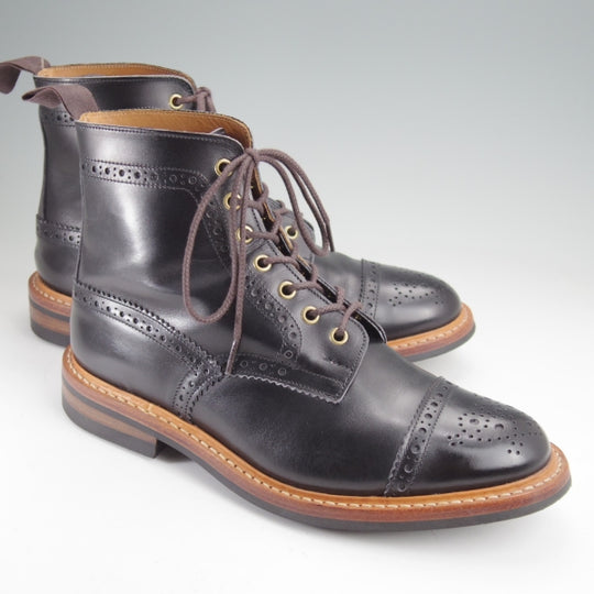 極美品★トリッカーズ SIZE 9【貴重★セミブローグ版モールトン/M7046/cramp別注】カントリーブーツ/黒/メンズ/Tricker's★n101