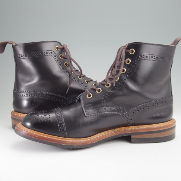 極美品★トリッカーズ SIZE 9【貴重★セミブローグ版モールトン/M7046/cramp別注】カントリーブーツ/黒/メンズ/Tricker's★n101