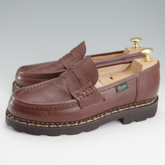 極美品★パラブーツ SIZE 5.5【定価￥94,600-★ランス/REIMS】コインローファー/グレインレザー/茶/メンズ/Paraboot★o105