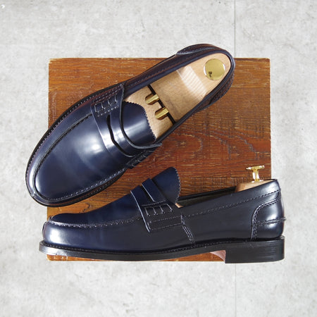 未使用★チャーチ 65G/UK6.5【モデル定価￥170,500-★コインローファー/PEMBREY/ペンブリー】126ラスト/ビーフロール/紺/Church's★o657