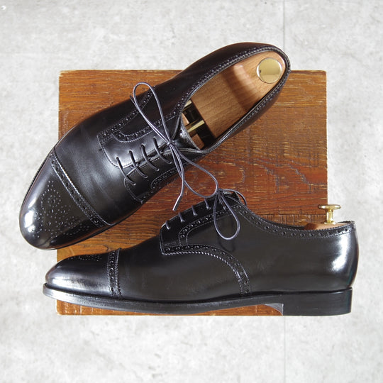 極上★エドワードグリーン 8E【現行定価20万円以上★CARDIFF/202ラスト】カーディフ/セミブローグ/カーフ/黒/メンズ/EDWARD GREEN★o659