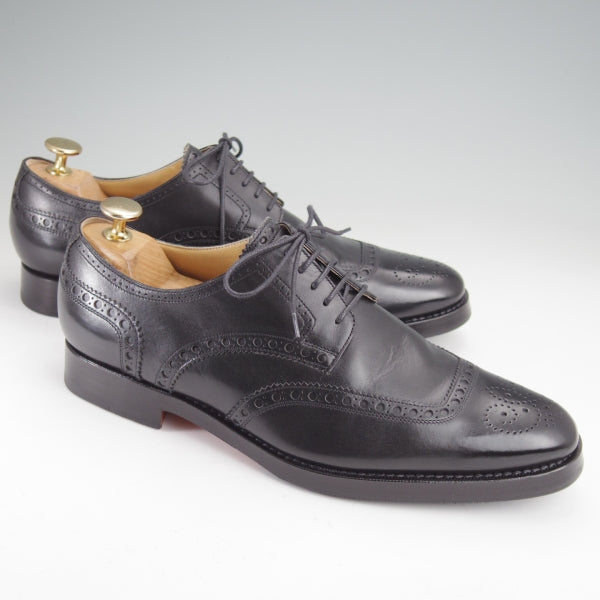 極美品★(伊製)HERMES/エルメス SIZE 39【ブラックラピド製法★クレセントブローグ/黒】カーフ/メンズ★n105