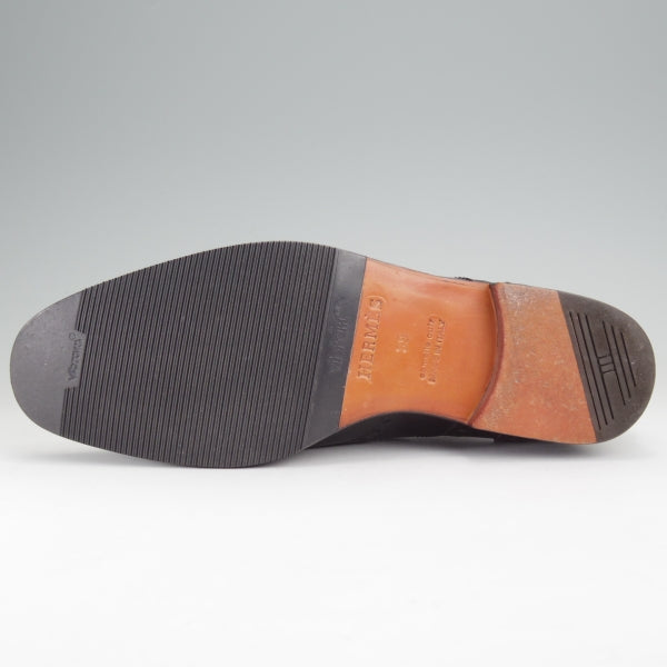 極美品★(伊製)HERMES/エルメス SIZE 39【ブラックラピド製法★クレセントブローグ/黒】カーフ/メンズ★n105