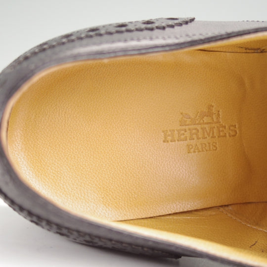 極美品★(伊製)HERMES/エルメス SIZE 39【ブラックラピド製法★クレセントブローグ/黒】カーフ/メンズ★n105