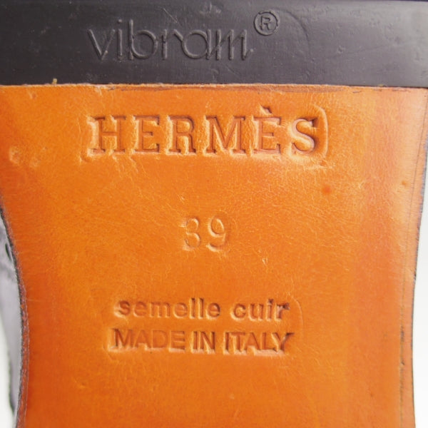 極美品★(伊製)HERMES/エルメス SIZE 39【ブラックラピド製法★クレセントブローグ/黒】カーフ/メンズ★n105