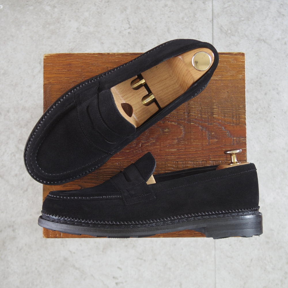 美品★J.M.ウエストン SIZE 6【定価￥121,000-★ユージーン/Eugene/コインローファー/C80】1Mラスト/スエード/黒/Weston/ウェストン★p224