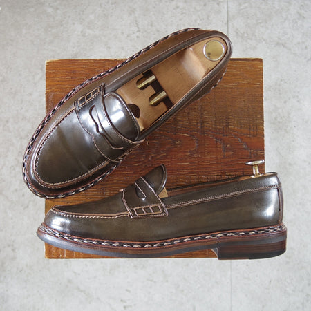 極上★(独)ハインリッヒ・ディンケラッカー SIZE 6.5【貴重★茶系コードバン/Wien】コインローファー/メンズ/Heinrich Dinkelacker★p235