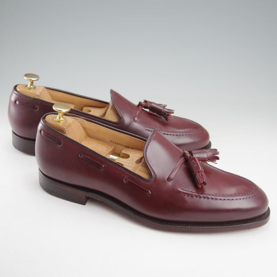 未使用★クロケット&ジョーンズ 8.5E【定価￥198,000-★コードバン仕様/CAVENDISH 3】タッセルローファー/375ラスト/赤茶/メンズ★o113