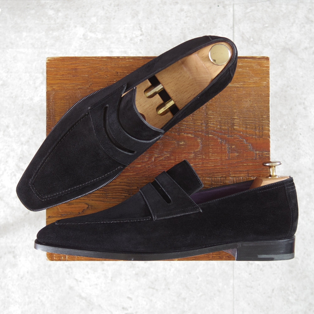 未使用★(仏)ベルルッティ SIZE 8【現行定価30万円以上★ANDY/アンディ】コインローファー/スエード/黒/メンズ/Berluti★o114