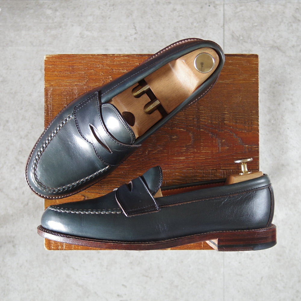 美品★オールデン 7D【貴重★(ハワイ)Leather Soul別注/クロムエクセルレザー仕様/17835】ヴァンラスト/コインローファー/紺/ALDEN★o116