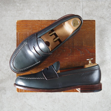 美品★オールデン 7D【貴重★(ハワイ)Leather Soul別注/クロムエクセルレザー仕様/17835】ヴァンラスト/コインローファー/紺/ALDEN★o116