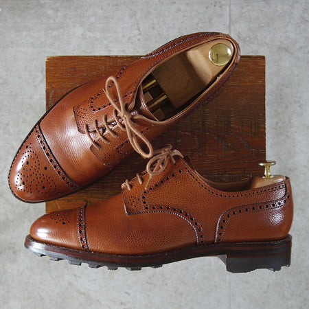 使用僅か★クロケット&ジョーンズ 9E【純正ツリー付き★リッジウェイソール/ロイドフットウェア別注】セミブローグ/茶/メンズ★o120