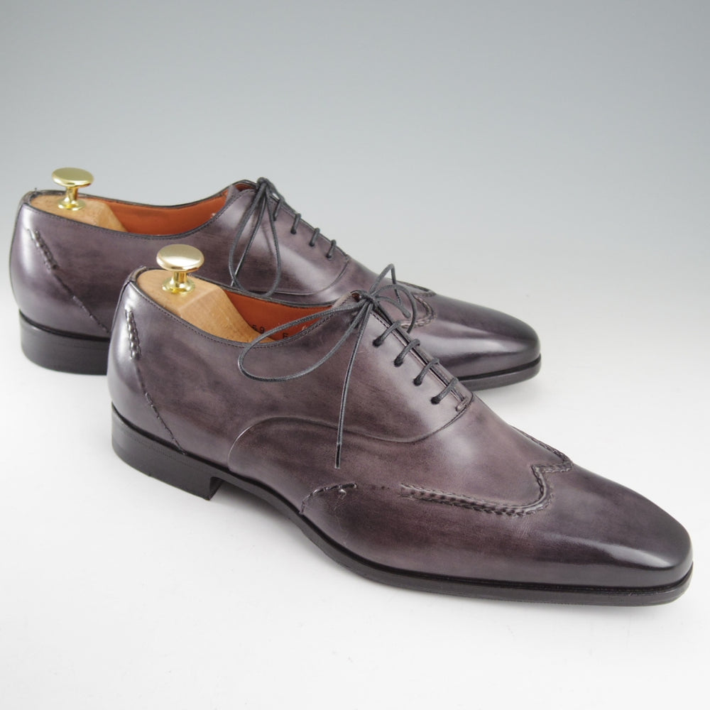 極美品★(伊)サントーニ SIZE 6.5【黒系パティーヌ★ブラインドブローグ】カーフ/メンズ/Santoni★o654