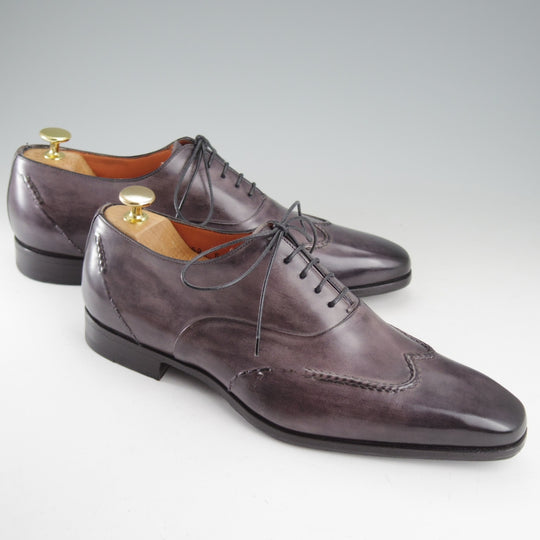 極美品★(伊)サントーニ SIZE 6.5【黒系パティーヌ★ブラインドブローグ】カーフ/メンズ/Santoni★o654