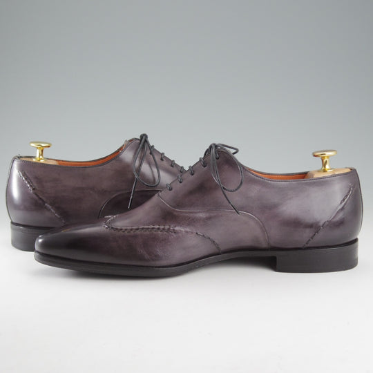 極美品★(伊)サントーニ SIZE 6.5【黒系パティーヌ★ブラインドブローグ】カーフ/メンズ/Santoni★o654