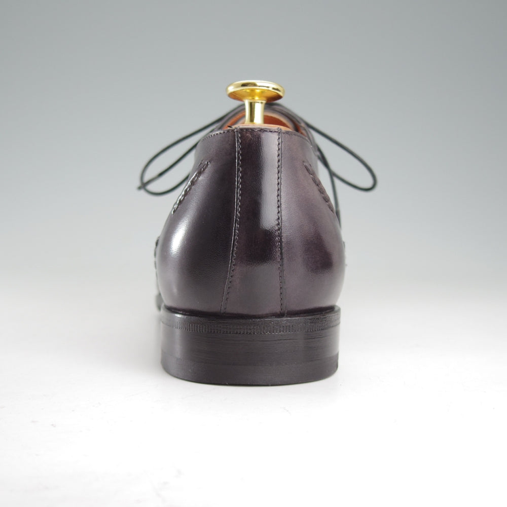 極美品★(伊)サントーニ SIZE 6.5【黒系パティーヌ★ブラインドブローグ】カーフ/メンズ/Santoni★o654