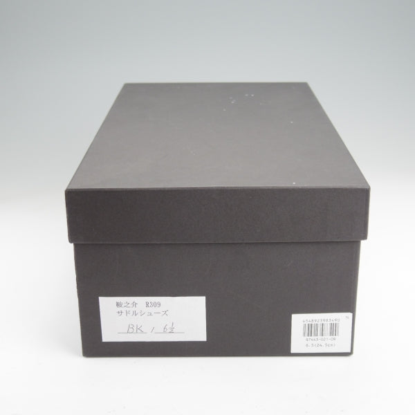 極美品★三陽山長 SIZE 6.5【定価￥80,300-★鞍之介/R309ラスト】サドルシューズ/カーフ/黒/メンズ/KURANOSUKE/Sanyo Yamacho★m573