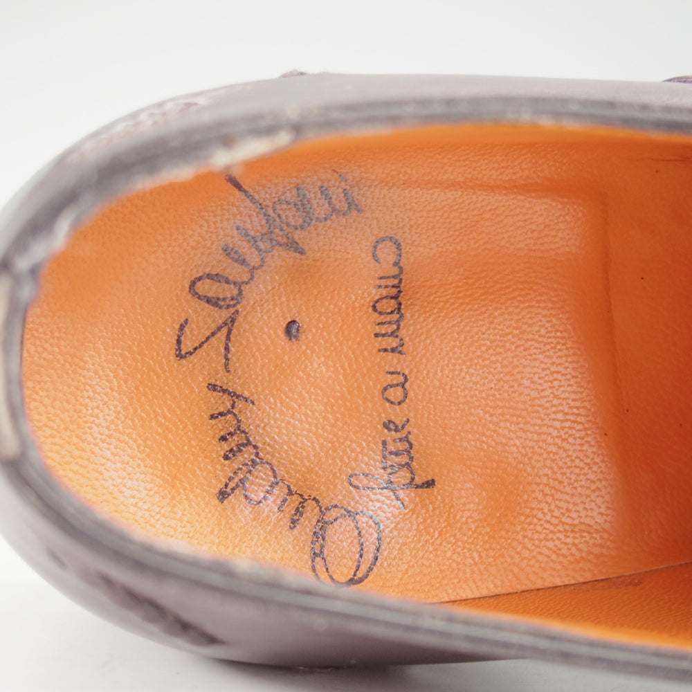 極美品★(伊)サントーニ SIZE 6.5【黒系パティーヌ★ブラインドブローグ】カーフ/メンズ/Santoni★o654