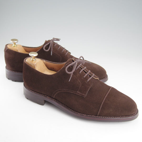 極上★クロケット&ジョーンズ 9E【リッジウェイソール★純正シツリー付/ロイドフットウェア別注】ストレートチップ/スエード/濃茶★o117