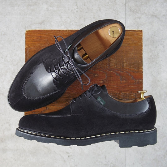 未使用★パラブーツ SIZE 8.5【現行定価￥94,600-★UNUSED別注/AVIGNON】Uチップ/リスレザー×スエード/コンビ/黒/Paraboot★n626