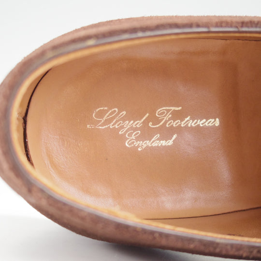 極上★クロケット&ジョーンズ 9E【リッジウェイソール★純正シツリー付/ロイドフットウェア別注】ストレートチップ/スエード/濃茶★o117