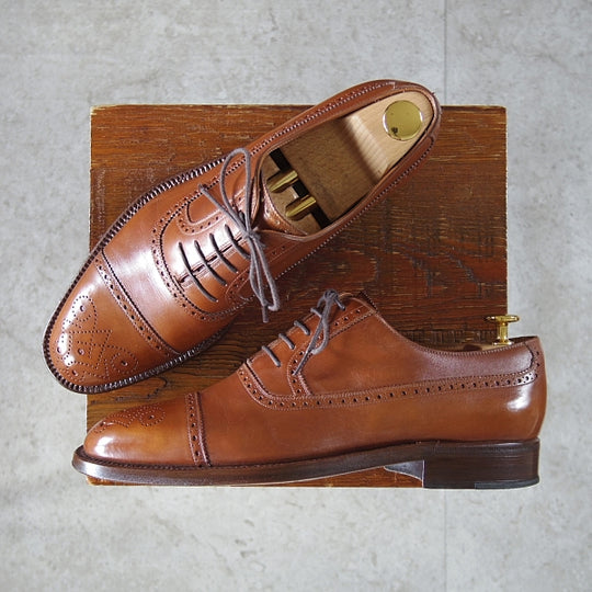 極上★(伊)ステファノ・ベーメル SIZE 39.5【定価20万円以上★ハンドソーンウェルテッド製法/セミブローグ】茶/Stefano Bemer★n632
