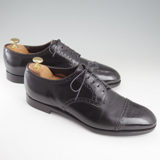 極上★エドワードグリーン 8E【現行定価20万円以上★CARDIFF/202ラスト】カーディフ/セミブローグ/カーフ/黒/メンズ/EDWARD GREEN★o659