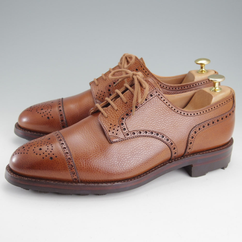 使用僅か★クロケット&ジョーンズ 9E【純正ツリー付き★リッジウェイソール/ロイドフットウェア別注】セミブローグ/茶/メンズ★o120