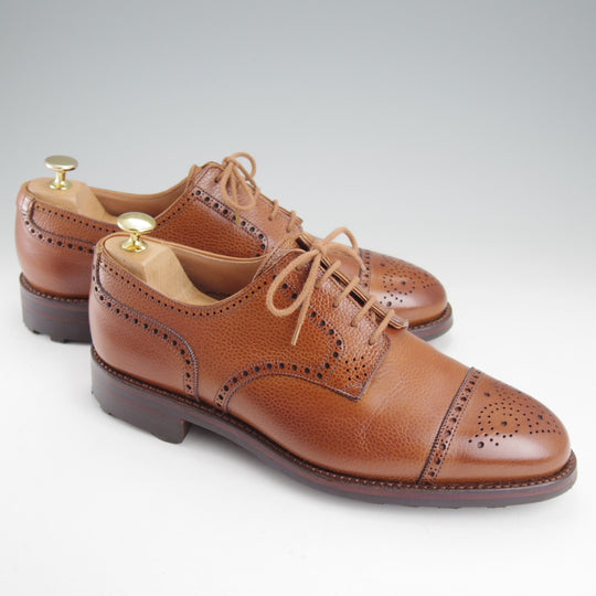 使用僅か★クロケット&ジョーンズ 9E【純正ツリー付き★リッジウェイソール/ロイドフットウェア別注】セミブローグ/茶/メンズ★o120