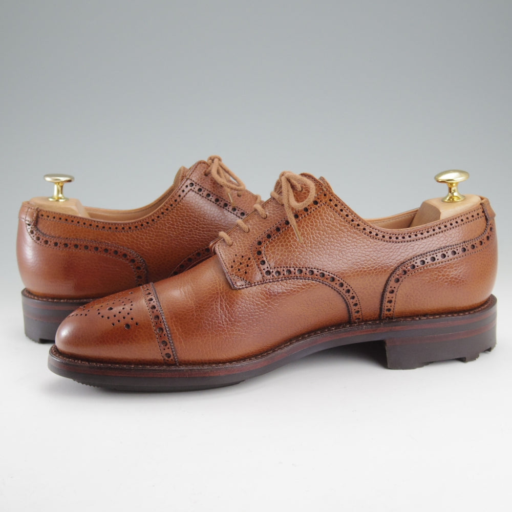 使用僅か★クロケット&ジョーンズ 9E【純正ツリー付き★リッジウェイソール/ロイドフットウェア別注】セミブローグ/茶/メンズ★o120