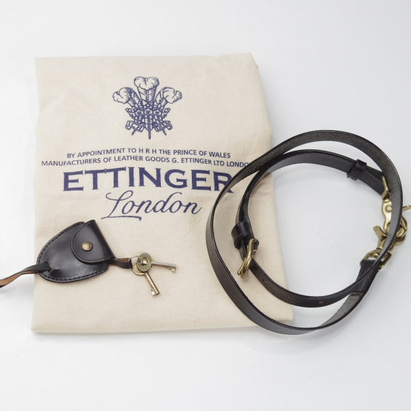極上★(英)エッティンガー/ETTINGER【現行価格￥506,000-★ブライドルレザー仕様/フラップオーバーブリーフケース】黒/メンズ/革/鞄★N5965